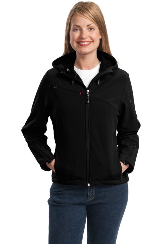 L706 Port Authority Ladies Textured Hooded Soft Shell Jacket Safari Sun